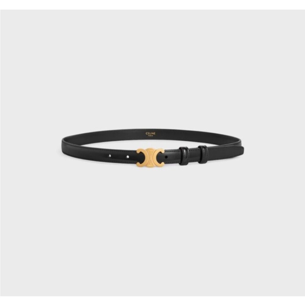 Celine Small Triomphe Belt 18mm Black Calfskin Gold Buckle Size 80